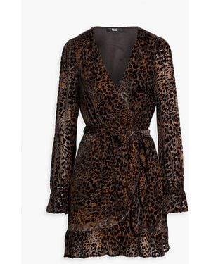 PAIGE Ysabel Ruffled Leopard-Print Devoré-Velvet Mini Dress - Brown