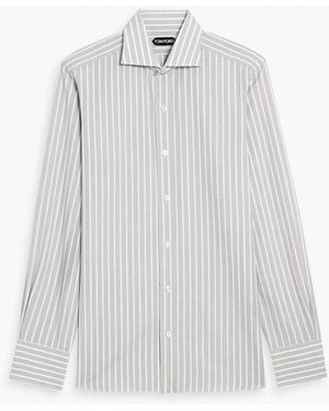 Tom Ford Striped Cotton And Linen-Blend Poplin Shirt - White