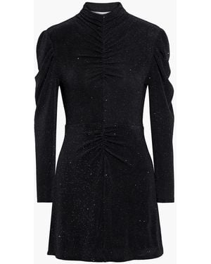 IRO Hasti Ruched Metallic Stretch-Knit Mini Dress - Black