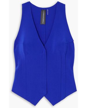 Norma Kamali Pintucked Stretch-Jersey Vest - Blue