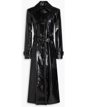 PUCCI Faux Croc-effect Leather Trench Coat - Black