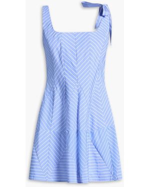 Sandro Bow-detailed Striped Poplin Mini Dress - Blue