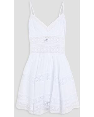 Charo Ruiz Sylvie Crochet-Trimmed Cotton-Blend Mini Dress - White