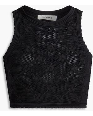 Sandro Cropped Knitted Top - Black