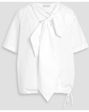 Dries Van Noten Tie-Neck Cotton-Poplin Shirt - White
