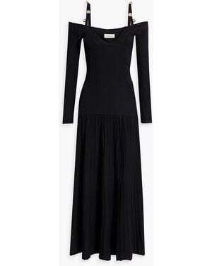 Nicholas Cold-shoulder Ribbed-knit Midi Dress - Black