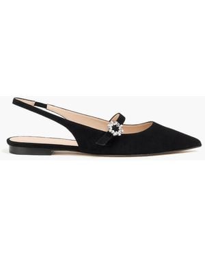 Stuart Weitzman Aura Suede Slingback Mary Jane Flats - Black