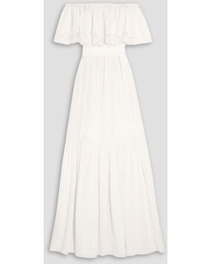 Temperley London Felicity Off-the-shoulder Lace-trimmed Silk Crepe De Chine Gown - White