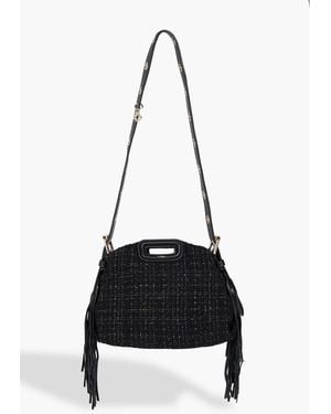 Maje Fringed Metallic Tweed Shoulder Bag - Black