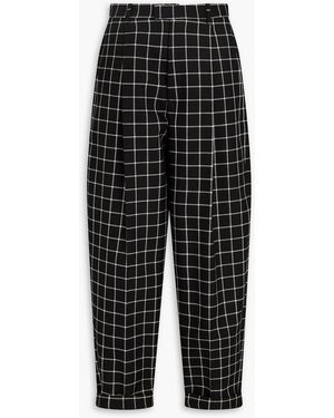Marni Checked Wool-jacquard Tapered Trousers - Black
