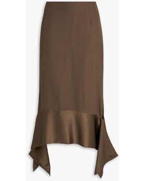 TOTEME Satin-trimmed Asymmetric Crepe Maxi Skirt - Brown