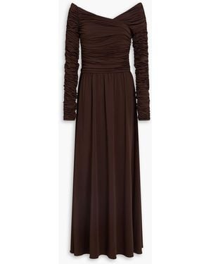 Altuzarra Charlotte schulterfreies maxikleid aus stretch-jersey mit raffungen - Braun