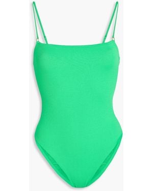 Melissa Odabash Palma Stretch-Seersucker Swimsuit - Green