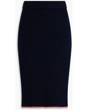 Thom Browne Ribbed Cashmere Pencil Skirt - Blue