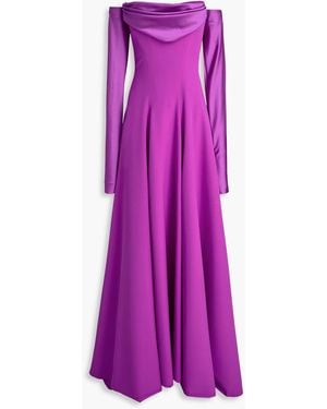 Rhea Costa Salma Strapless Satin-trimmed Crepe Gown - Purple