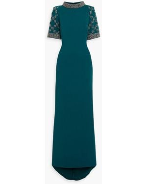 Badgley Mischka Crystal-embellished Crepe Gown - Green