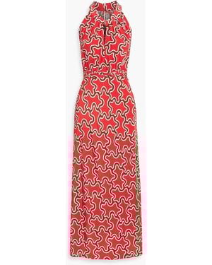 Diane von Furstenberg Nyck Cutout Printed Crepe De Chine Maxi Dress - Red