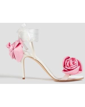 Magda Butrym Floral-appliquéd Satin Mules - Pink