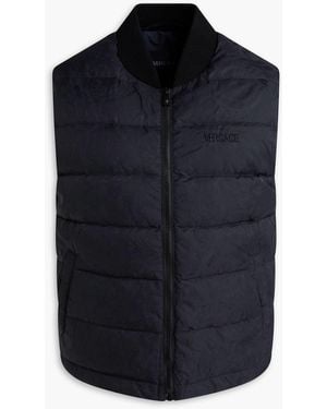 Versace Quilted Jacquard Down Vest - Blue