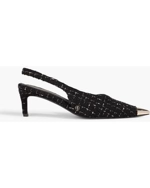 Anine Bing Nina Tweed Slingback Pumps - Black