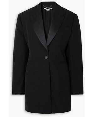 Stella McCartney Satin-trimmed Grain De Poudre Wool Mini Dress - Black