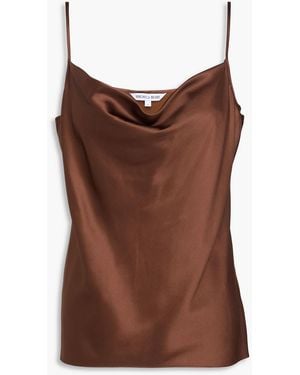 Veronica Beard Sola Draped Silk-Blend Satin Camisole - Brown