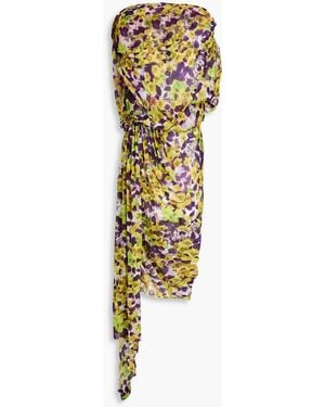 Dries Van Noten Strapless Asymmetric Printed Georgette Dress - Multicolour