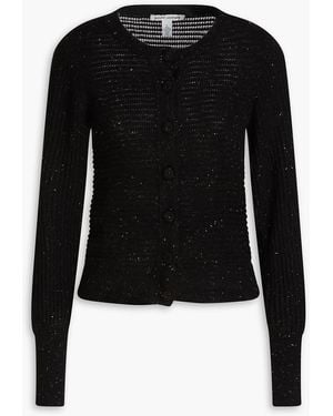 Autumn Cashmere Metallic Ribbed Cashmere-blend Cardigan - Black