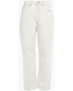 Sandro Zebran Printed Bleached High-Rise Straight-Leg Jeans - White