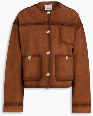 Sandro Burnished Suede Jacket - Brown