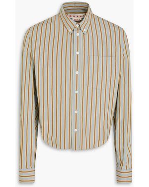 Marni Striped Cotton-Poplin Shirt - White