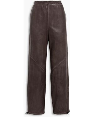 Acne Studios Leather Straight-Leg Pants - Brown