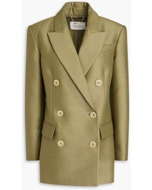 Zimmermann Double-breasted Wool And Silk-blend Blazer - Green