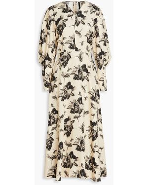 Mother Of Pearl Rebecca Floral-print Lyocell-twill Midi Dress - Natural
