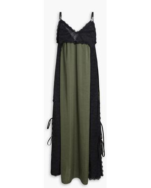 Kika Vargas Somaly Satin And Stretch-lace Midi Slip Dress - Green