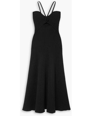 Anna Quan Galina Cutout Ribbed Cotton-blend Midi Dress - Black