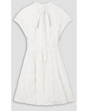 Zuhair Murad Tie-Detailed Crepe-Trimmed Corded Lace Mini Dress - White