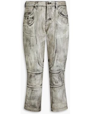 Acne Studios Cropped Leather Slim-leg Trousers - Grey