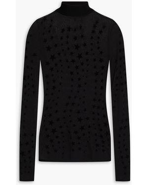 Sandro Flocked Knitted Turtleneck Jumper - Black