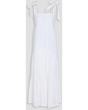 Heidi Klein Tiered Broderie Anglaise Cotton Midi Dress - White