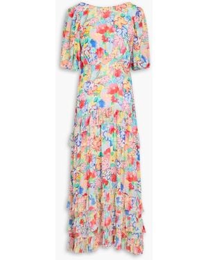 RIXO London Shireen Floral-Print Crepe De Chine Midi Dress - White