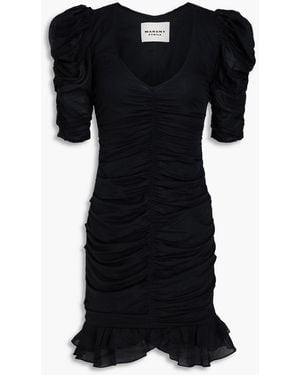 Isabel Marant Sireny Ruched Cotton-Voile Mini Dress - Black