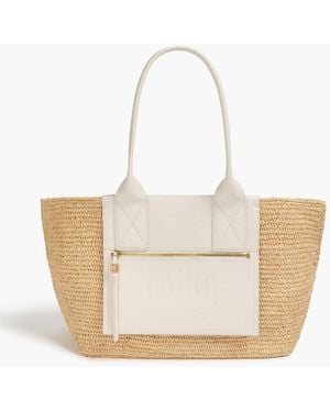 Ganni Easy Shopper Raffia Tote - White