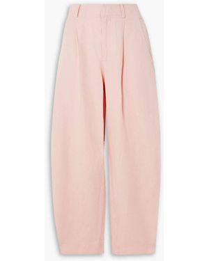 Apiece Apart Bari Linen And Cotton-blend Tapered Pants - Pink