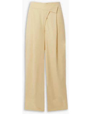 Esse Studios Delphi Pleated Wool-blend Twill Wide-leg Pants - Natural