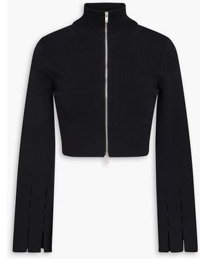 Nanushka Cropped Ribbed-Knit Cardigan - Black
