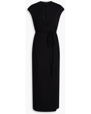 A.Emery Leigh Cotton-jersey Midi Wrap Dress - Black