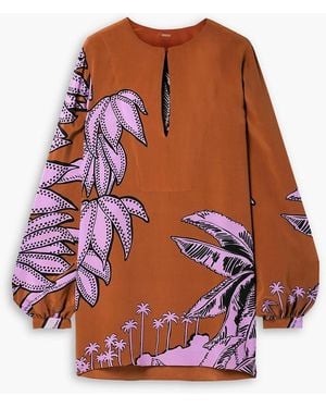 Johanna Ortiz Antiguas Colonias Printed Silk-crepe Blouse - Red