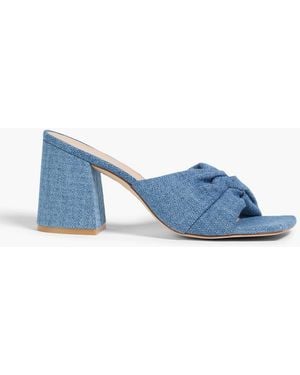Stuart Weitzman Glamknot 85 Knotted Denim Mules - Blue