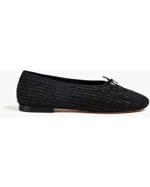 Mansur Gavriel Bow-detailed Raffia Ballet Flats - Black